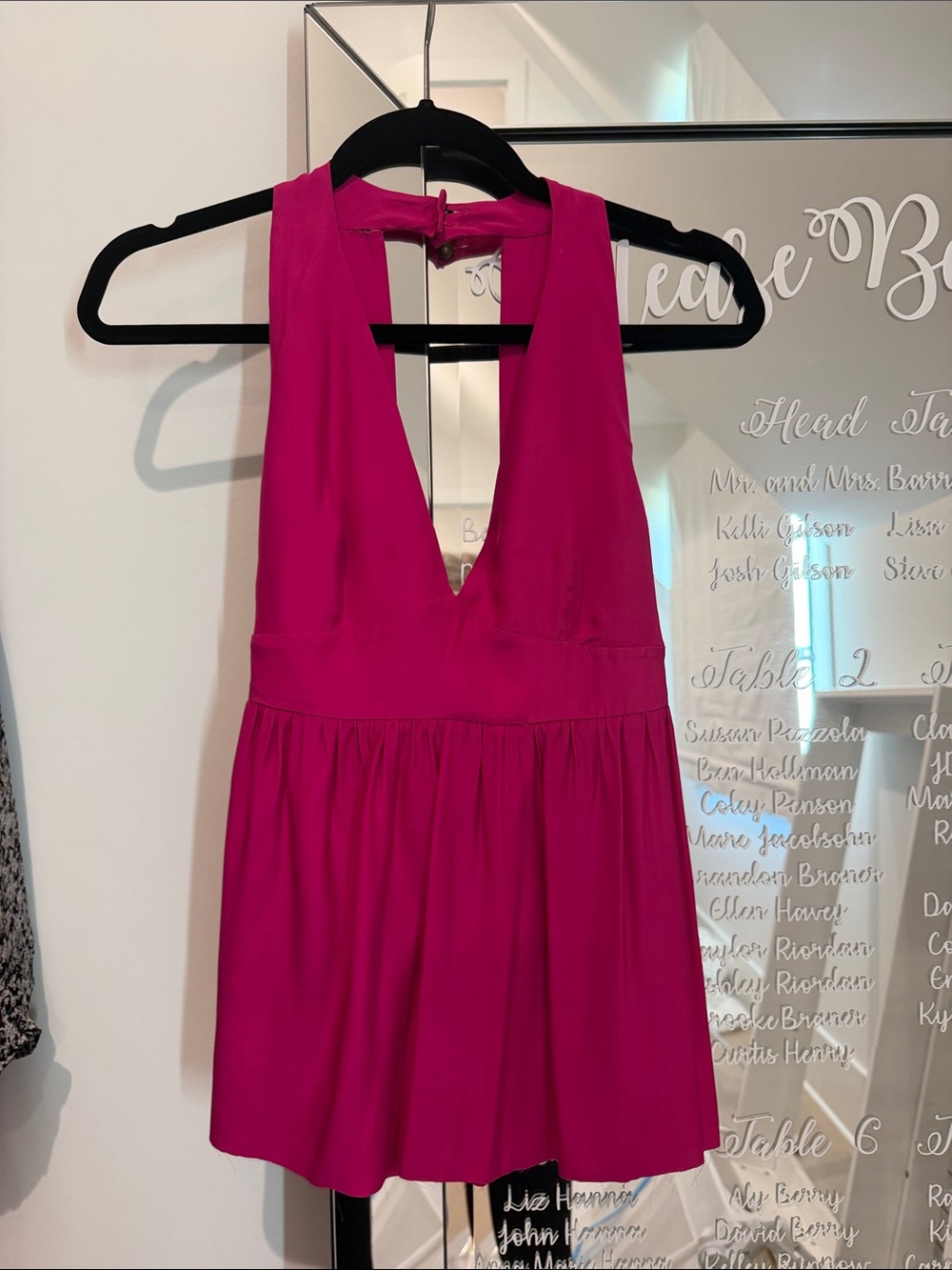 Amanda Uprichard Fuchsia Deep V Sleeveless Camisole